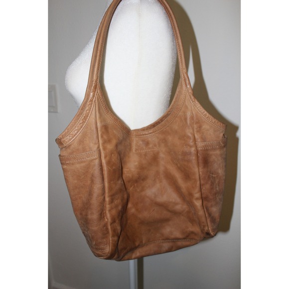 Rough & Tumble Handmade Small Zipper Minimal Tote Saddle Leather Hobo Maine USA - Picture 2 of 6